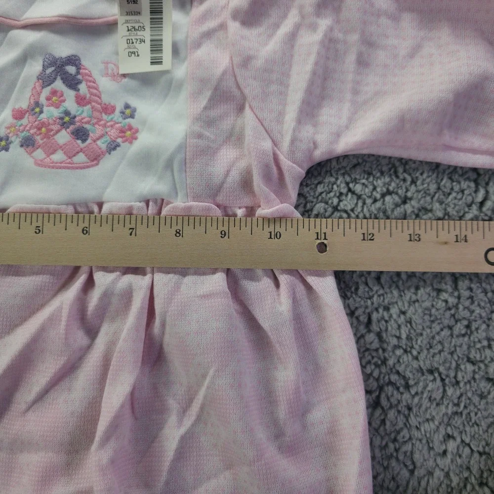 Baby Dior Vintage Pink Flower Basket Footed Sleeper Romper NWT Sz L 18-23 lbs